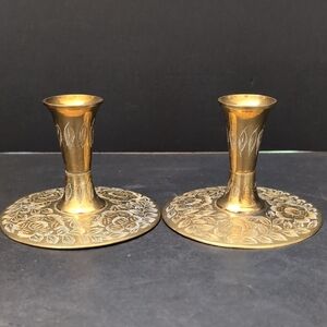 VGT,Brass set of 2 Candlestick Holders,Made In India.